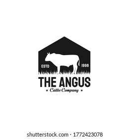 Retro Vintage Cattle Angus Beef Emblem Label Livestock logo design vector