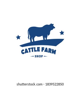 Retro Vintage Cattle / Angus / Beef Emblem Label logo design vector