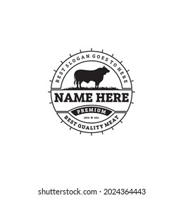 Retro Vintage Cattle  Angus  Beef Emblem Label logo design vector