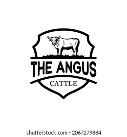 Retro Vintage Cattle Angus Beef Emblem Label Livestock logo design vector