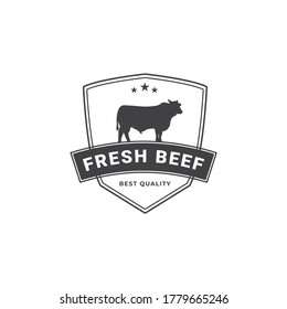 Retro Vintage cattle Angus livestock Beef emblem label logo design vector.