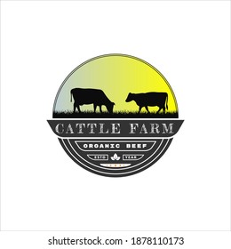 Retro Vintage Cattle Angus Livestock Beef Emblem Label logo design vector	