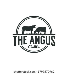 Retro Vintage Cattle Angus logo design template