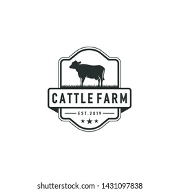 Retro Vintage Cattle / Beef Emblem Label logo design