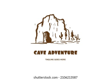 Retro Vintage Cave Grotto Den for Adventure Logo Design Vector