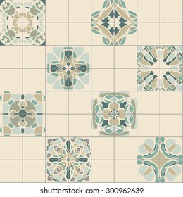 Retro vintage ceramic tile seamless pattern