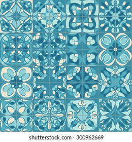 Retro vintage ceramic tile seamless pattern