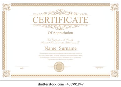 Retro vintage certificate or diploma template