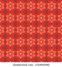 Retro vintage Chinese traditional pattern seamless background star cross flower geometry check