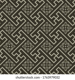 Retro vintage Chinese traditional pattern seamless background geometry spiral cross polygon triangle tracery frame line