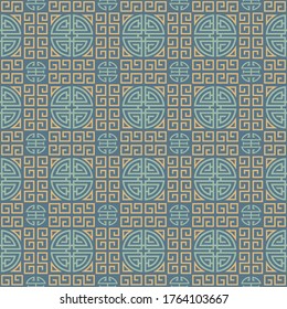 Retro vintage Chinese traditional pattern seamless background spiral round square cross tracery frame line