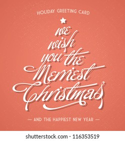 retro vintage christmas greeting card with typography