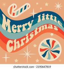 Retro vintage Christmas greeting card Groove Christmas card. Vector illustration