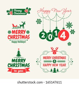 Retro Vintage Christmas set with Typography  