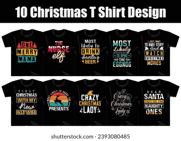 Retro Vintage Christmas T Shirt Design Bundle, Funny Christmas Shirt, Christmas Bundle, T Shirt Bundle, Christmas  T Shirt Design.