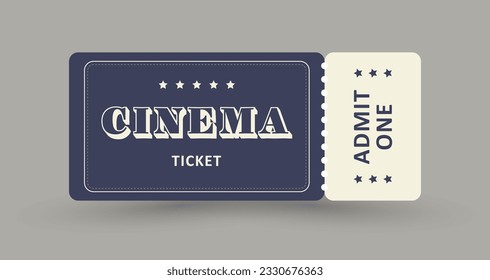 Retro vintage cinema ticket with stub, template. Vector illustration