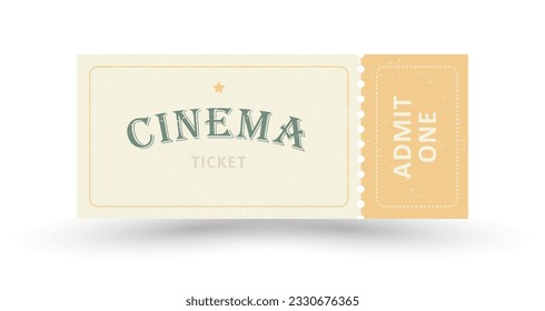 Retro vintage cinema ticket with stub, template. Vector illustration