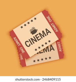 Retro vintage cinema tickets. Cinema tickets template. Vector illustration in flat style