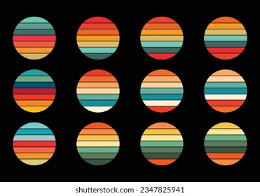 Retro vintage circle sunset background grunge sun vector element for tshirt design template