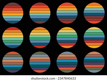 Retro vintage circle sunset background grunge sun vector element for tshirt design template