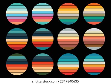 Retro vintage circle sunset background grunge sun vector element for tshirt design template