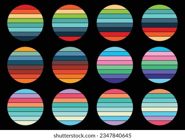 Retro vintage circle sunset background grunge sun vector element for tshirt design template