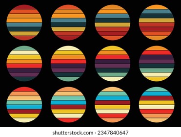 Retro Vintage Circle Sunset Hintergrund Grunge Sonne Vektorelement für T-Shirt Design-Vorlage