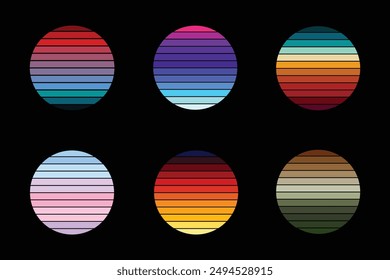Retro vintage circle sunset  grunge vector element for t-shirt design template.