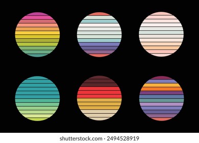 Retro vintage circle sunset  grunge vector element for t-shirt design template.