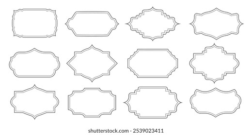 Marcos en blanco clásicos vintage retro, etiquetas retro. Conjunto de Vectores aislados Elementos lineales sobre fondo blanco