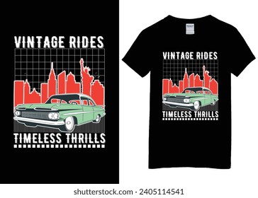 Retro Vintage Classic car T-shirt design Vector Graphic illustration.