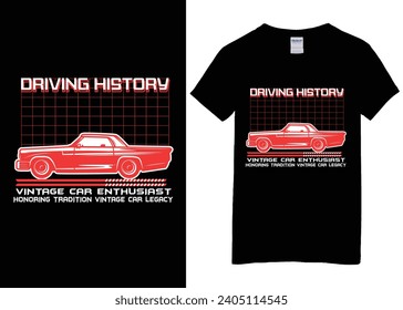 Retro Vintage Classic car T-shirt design Vector Graphic illustration. svg