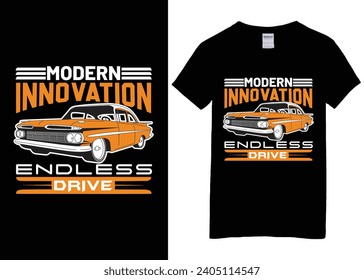 Retro Vintage Classic car T-shirt design Vector Graphic illustration.