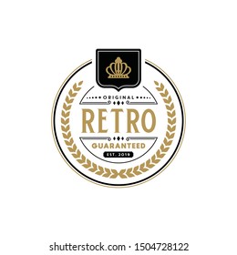 Retro vintage classic design crown stock vector logo