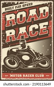 Retro Vintage Classic Motorcycle Road Race Poster