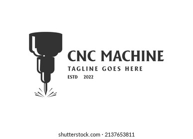 Vector de diseño de la máquina CNC retro vintage para fábrica industrial