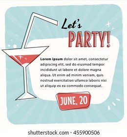 Retro Vintage Cocktail Party Vector Layout