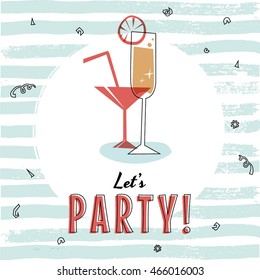 Retro vintage cocktail party vector layout