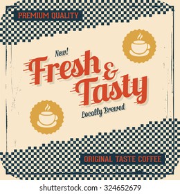 Retro Vintage Coffee Background for Greeting Card, Poster, Label and Other Decoration Surface with Typographic Elements