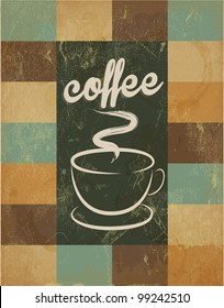 Retro Vintage Coffee Background with Squary Pattern