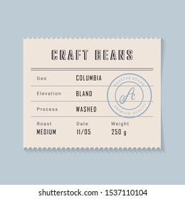 Retro vintage coffee beans label. Graphic modern label for coffee packing. Retro vintage old school design. Vector illustration.