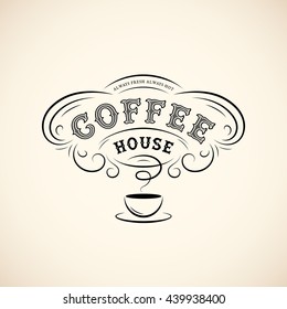 Retro Vintage Coffee House Label Template Stock Vector (Royalty Free ...