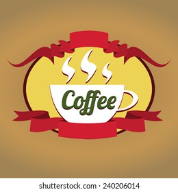Retro vintage coffee label background. Vector illustration.