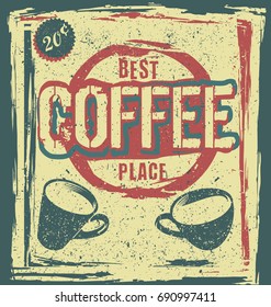 Retro vintage coffee place poster