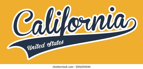 Retro vintage college varsity california united states slogan print for graphic tee t shirt or embroidery patch sticker - Vector