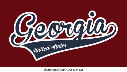 Retro vintage college varsity georgia united states slogan print for graphic tee t shirt or embroidery patch sticker - Vector