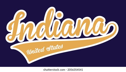 Retro vintage college varsity indiana united states slogan print for graphic tee t shirt or embroidery patch sticker - Vector