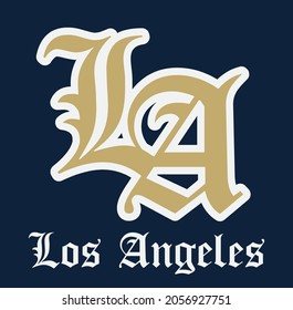 Retro vintage college varsity los angeles slogan with gothic letter font for graphic tee t shirt or embroidery patch - Vector