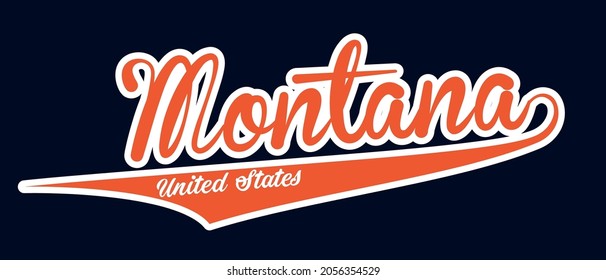 Retro vintage college varsity montana united states slogan print for graphic tee t shirt or embroidery patch sticker - Vector