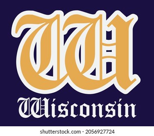 Retro vintage college varsity washington state slogan with gothic letter font for graphic tee t shirt or embroidery patch - Vector